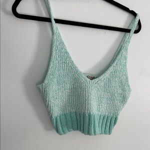 Free peopleMint Green Knit Crop Tank Top